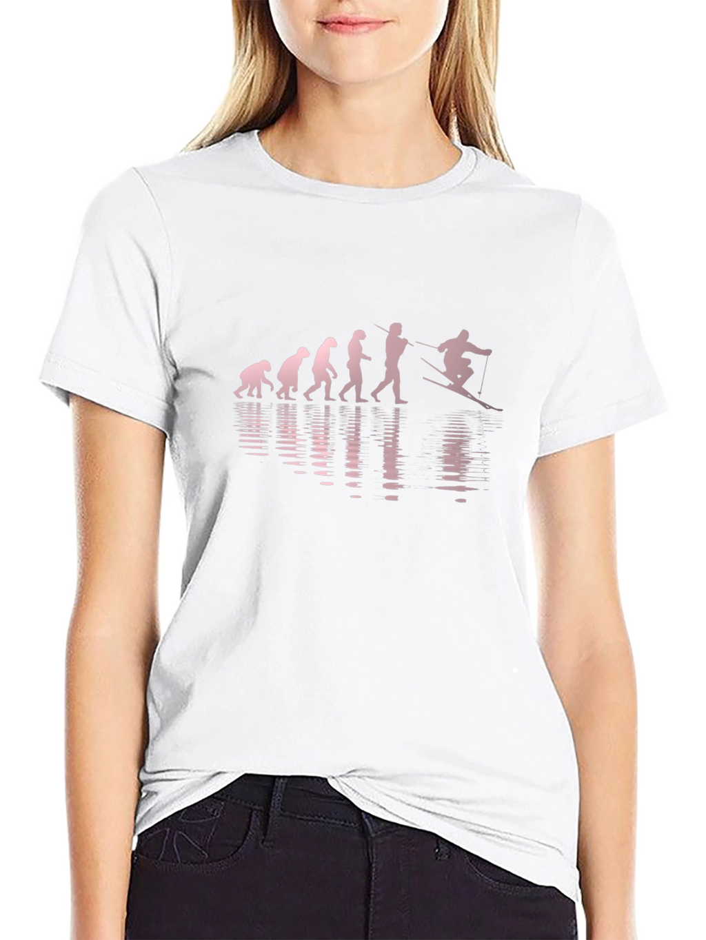 Evolution of Skiing Black T-Shirt