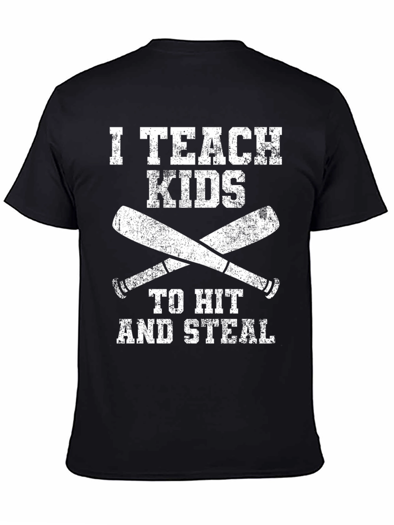 I Teach Kids to Hit and Steal Black T-Shirt