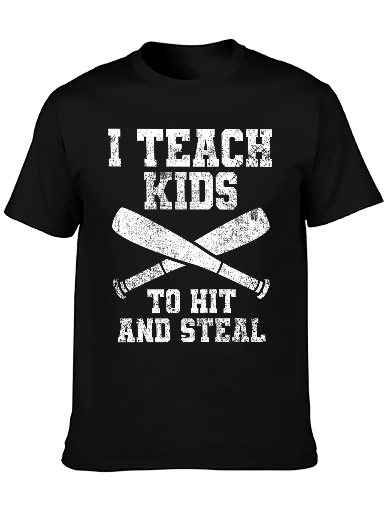 I Teach Kids to Hit and Steal Black T-Shirt