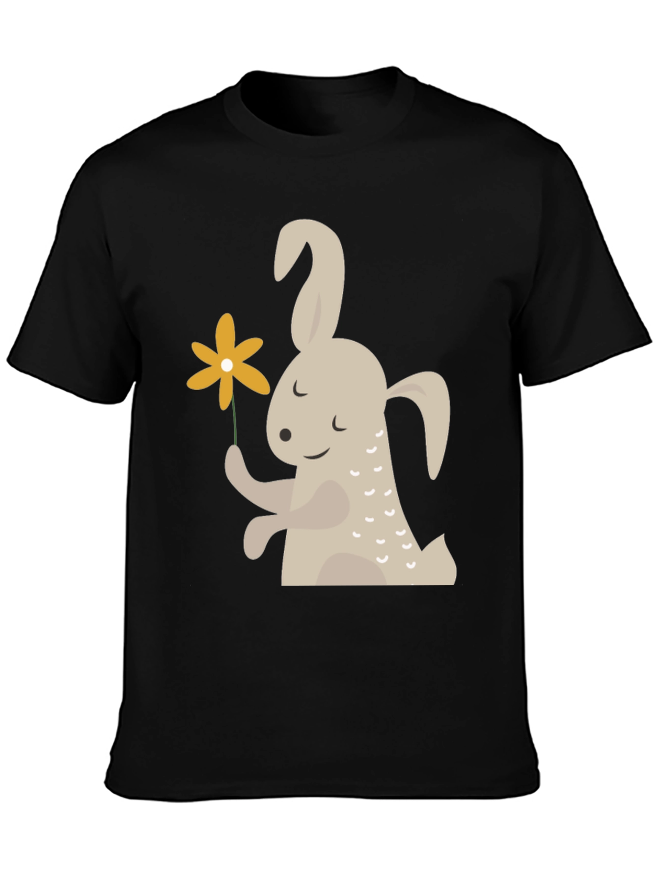 Cute Bunny Holding Flower Graphic T-Shirt