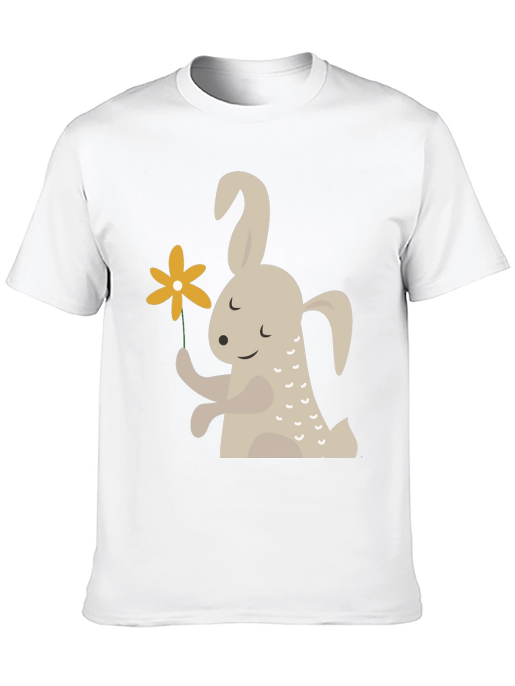 Cute Bunny Holding Flower Graphic T-Shirt