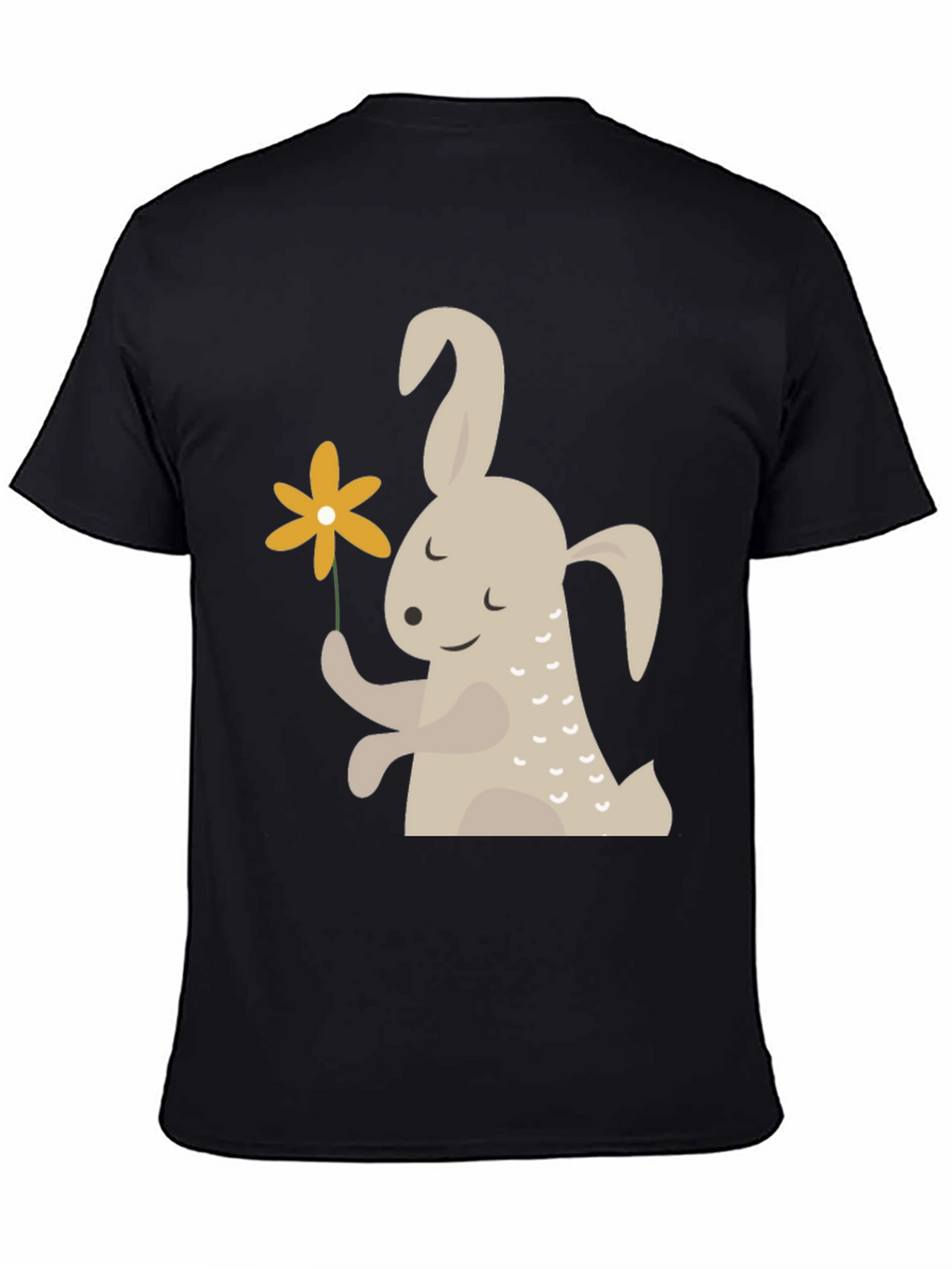 Cute Bunny Holding Flower Graphic T-Shirt