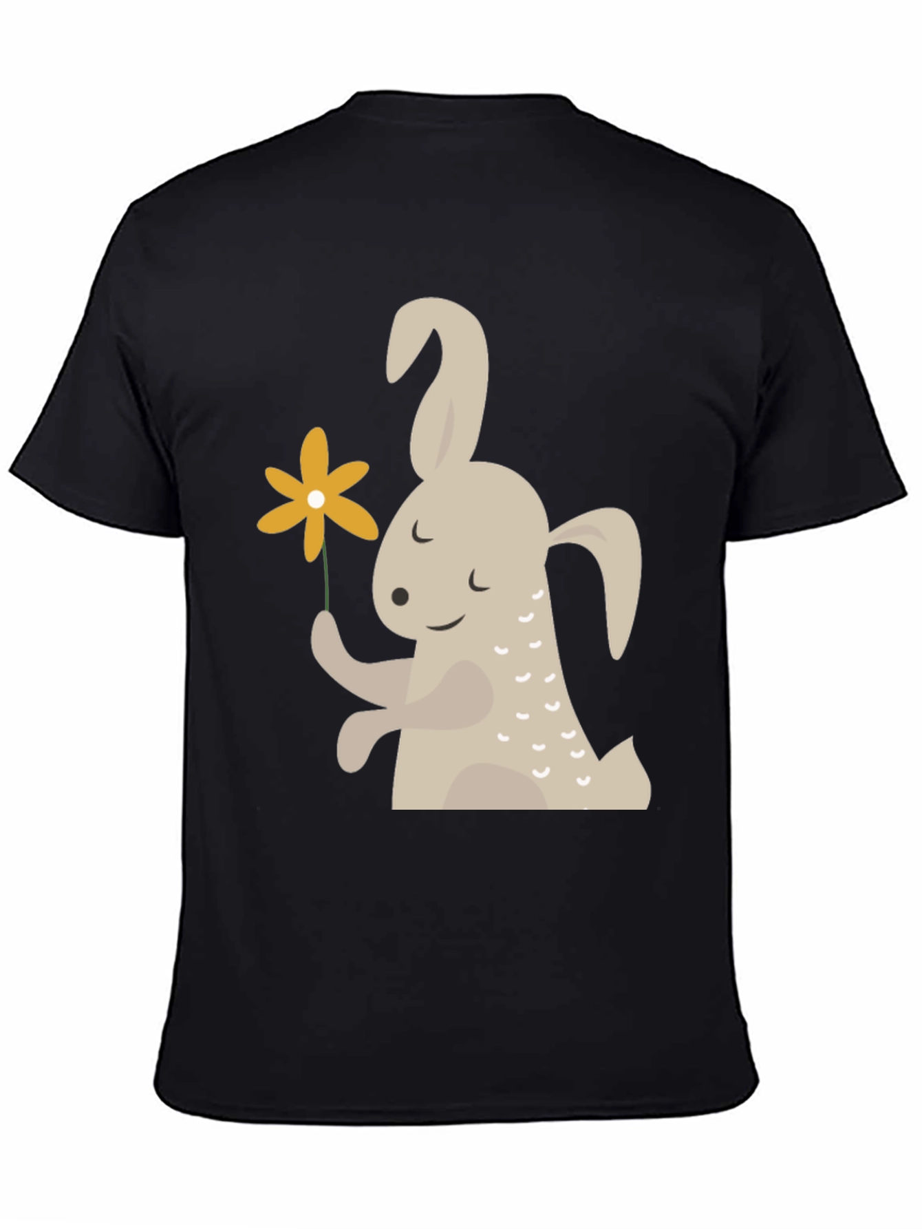 Cute Bunny Holding Flower Graphic T-Shirt