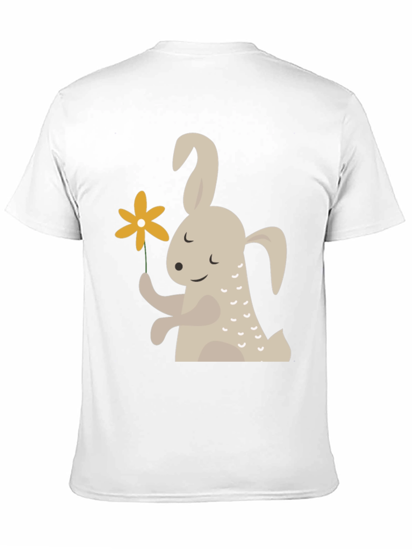 Cute Bunny Holding Flower Graphic T-Shirt