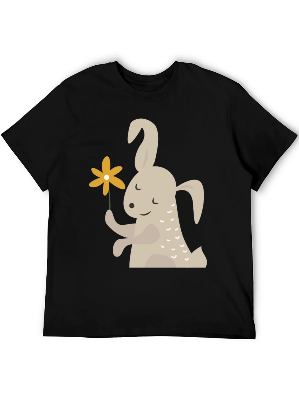 Cute Bunny Holding Flower Graphic T-Shirt