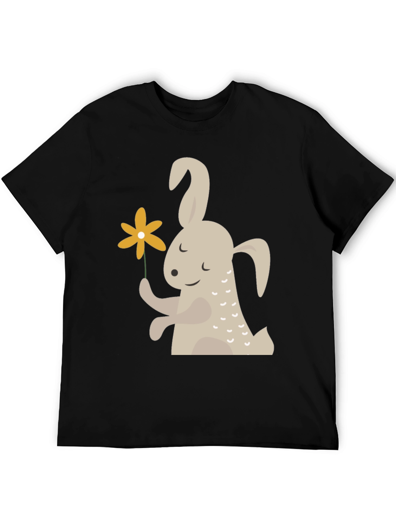 Cute Bunny Holding Flower Graphic T-Shirt