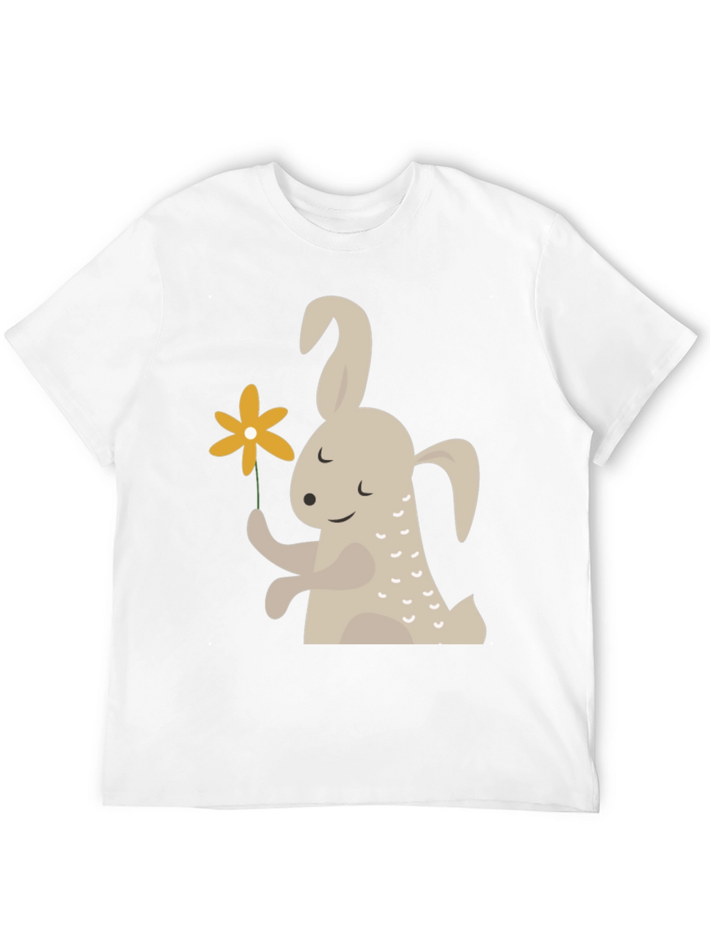 Cute Bunny Holding Flower Graphic T-Shirt