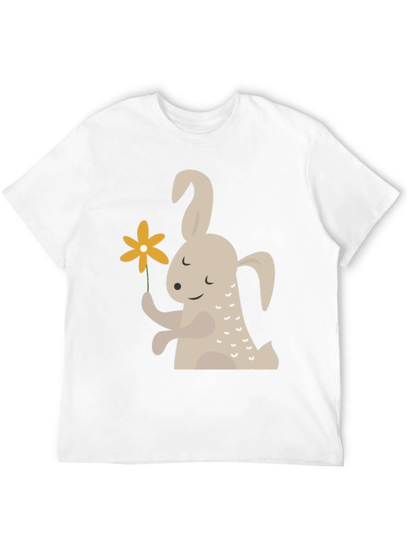 Cute Bunny Holding Flower Graphic T-Shirt