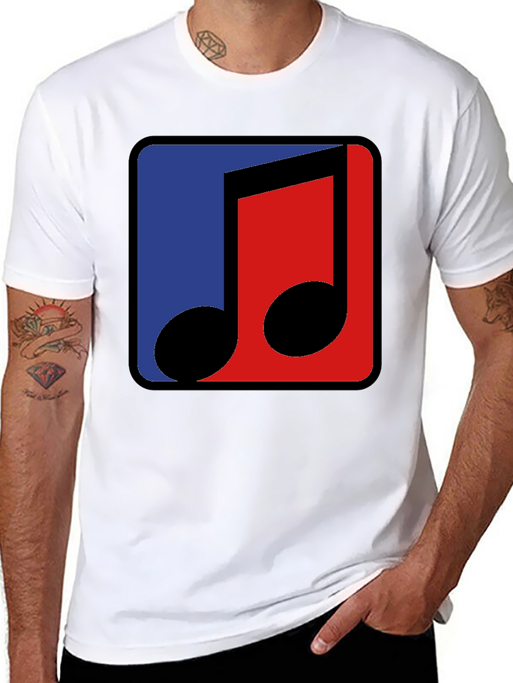 Modern Music Note Graphic Tee - Black