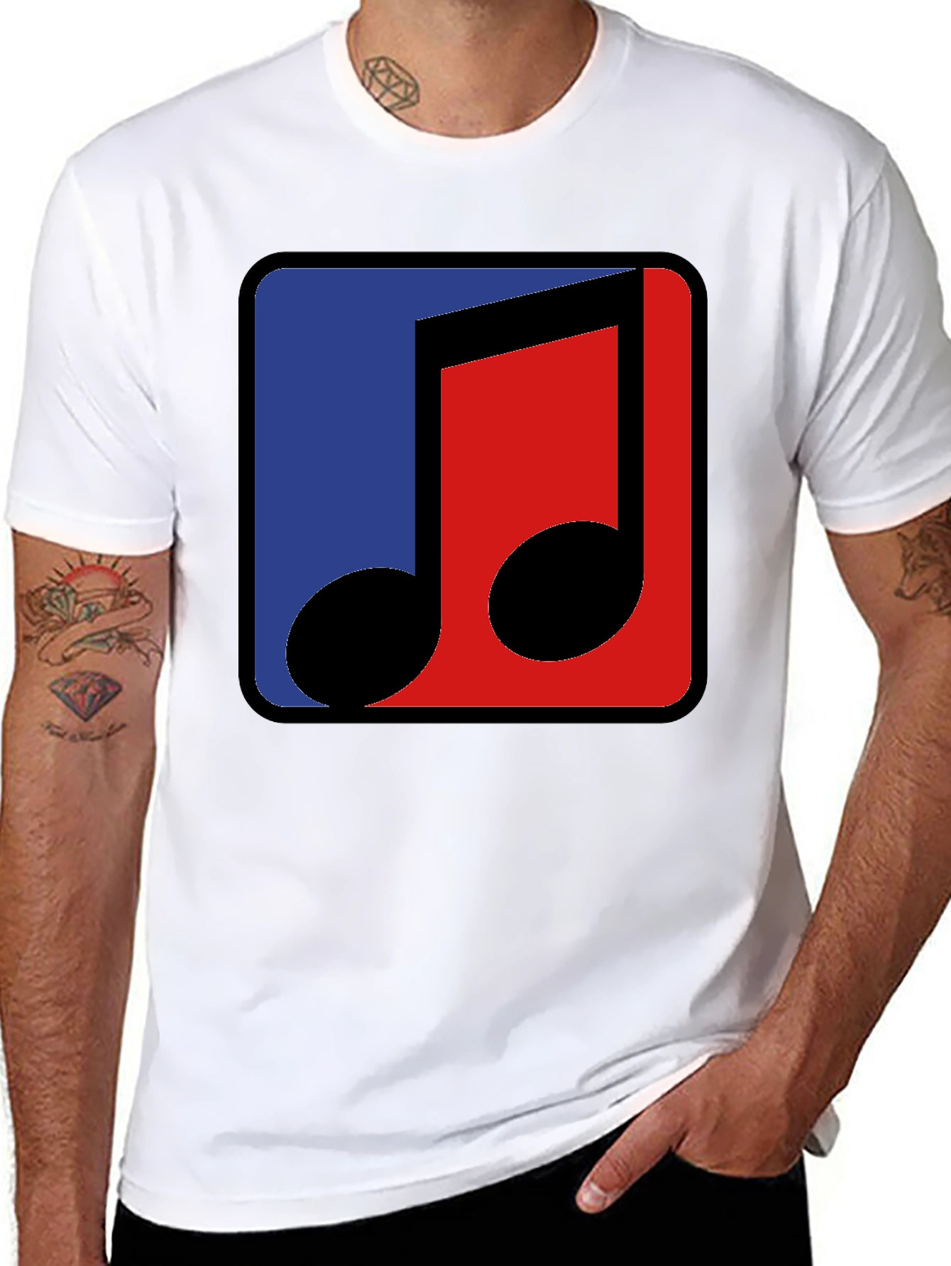 Modern Music Note Graphic Tee - Black
