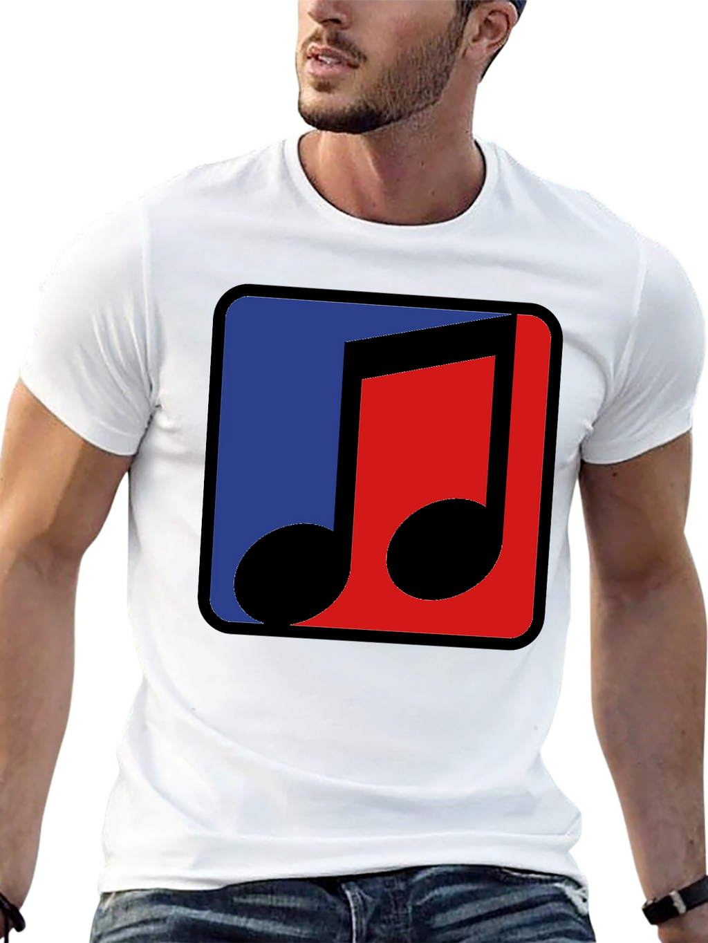 Modern Music Note Graphic Tee - Black