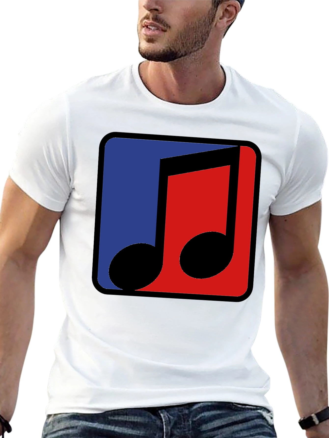 Modern Music Note Graphic Tee - Black