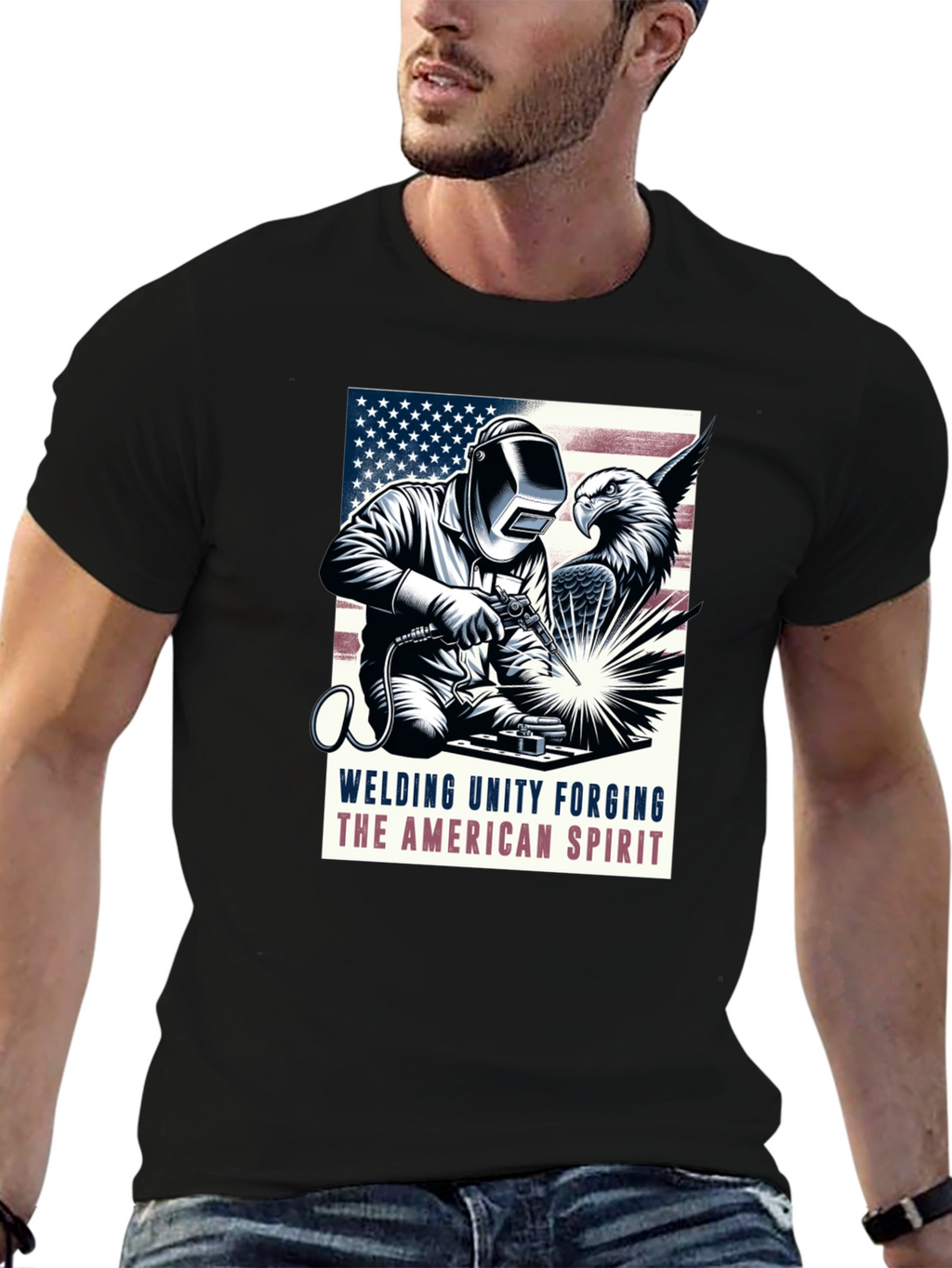 American Spirit Welder Graphic T-Shirt
