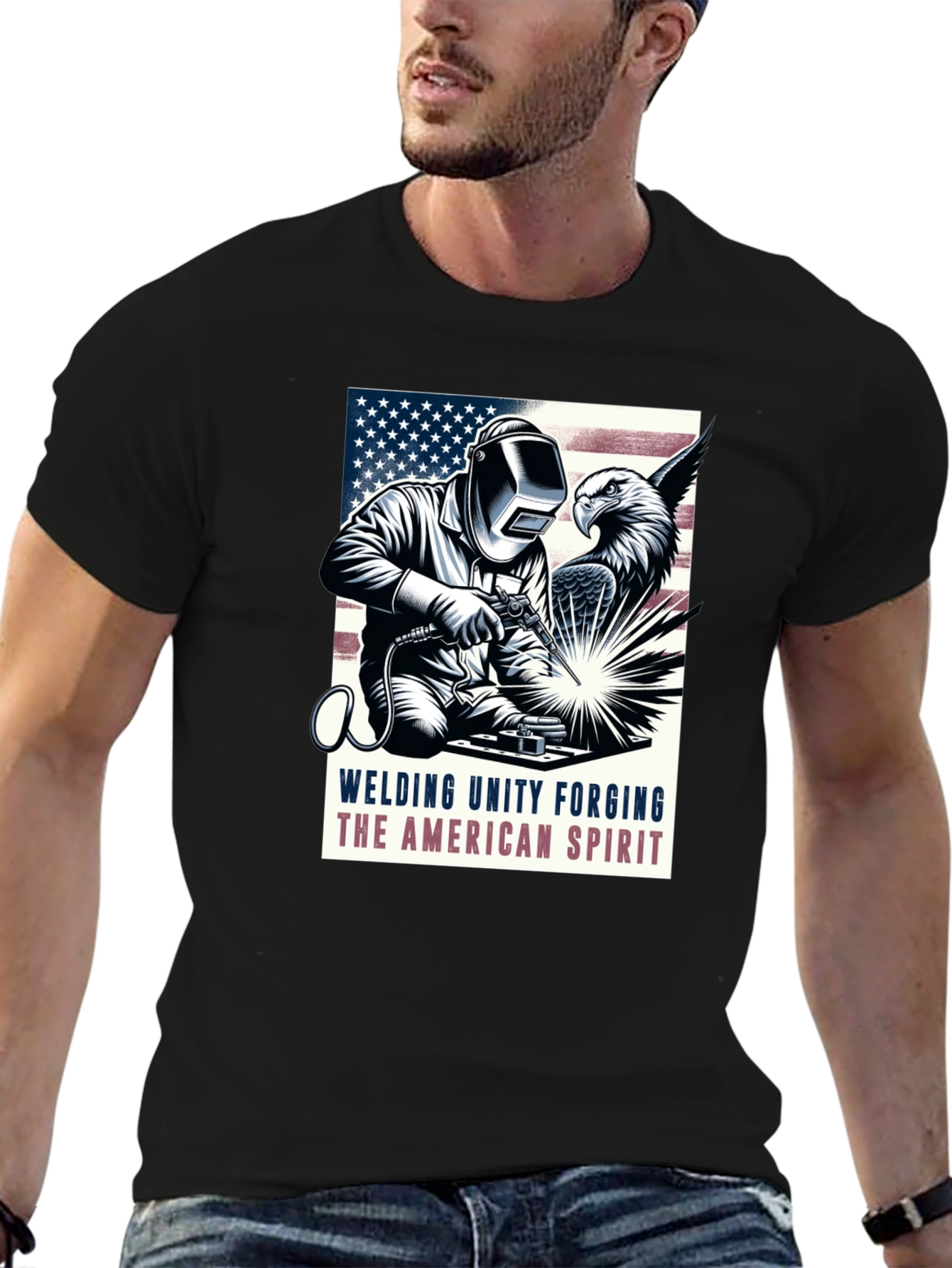 American Spirit Welder Graphic T-Shirt