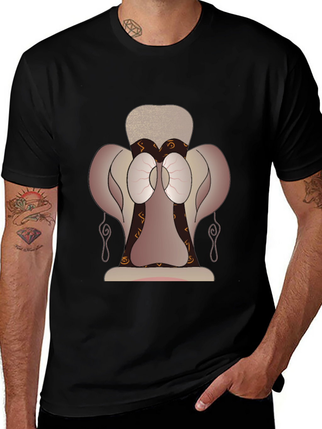 Unique Graphic Print Black T-Shirt