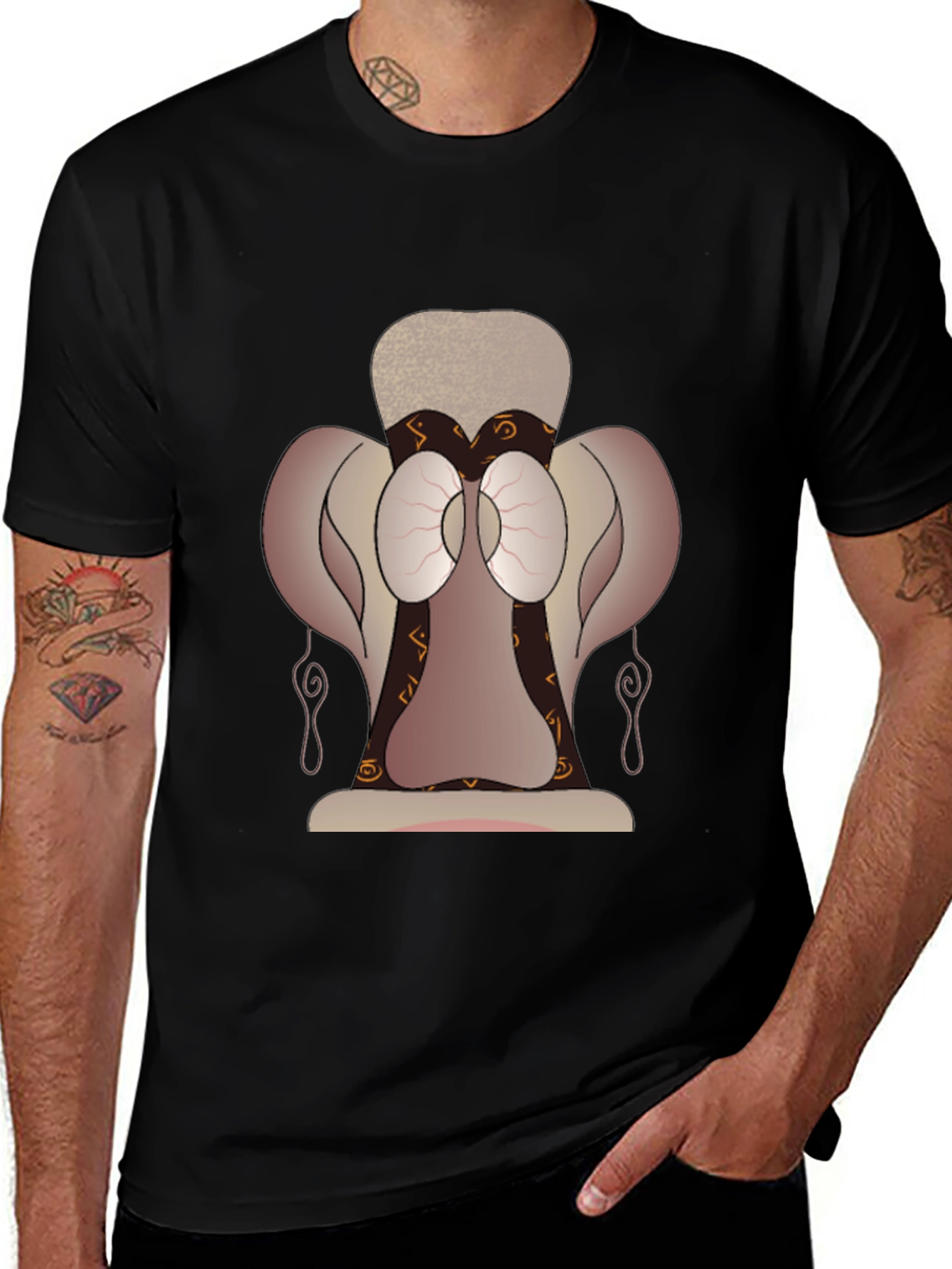 Unique Graphic Print Black T-Shirt