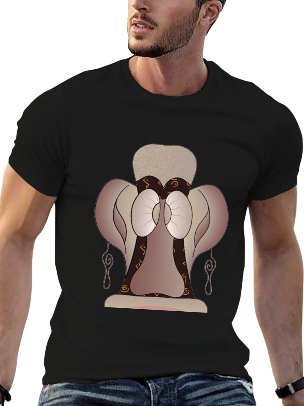Unique Graphic Print Black T-Shirt