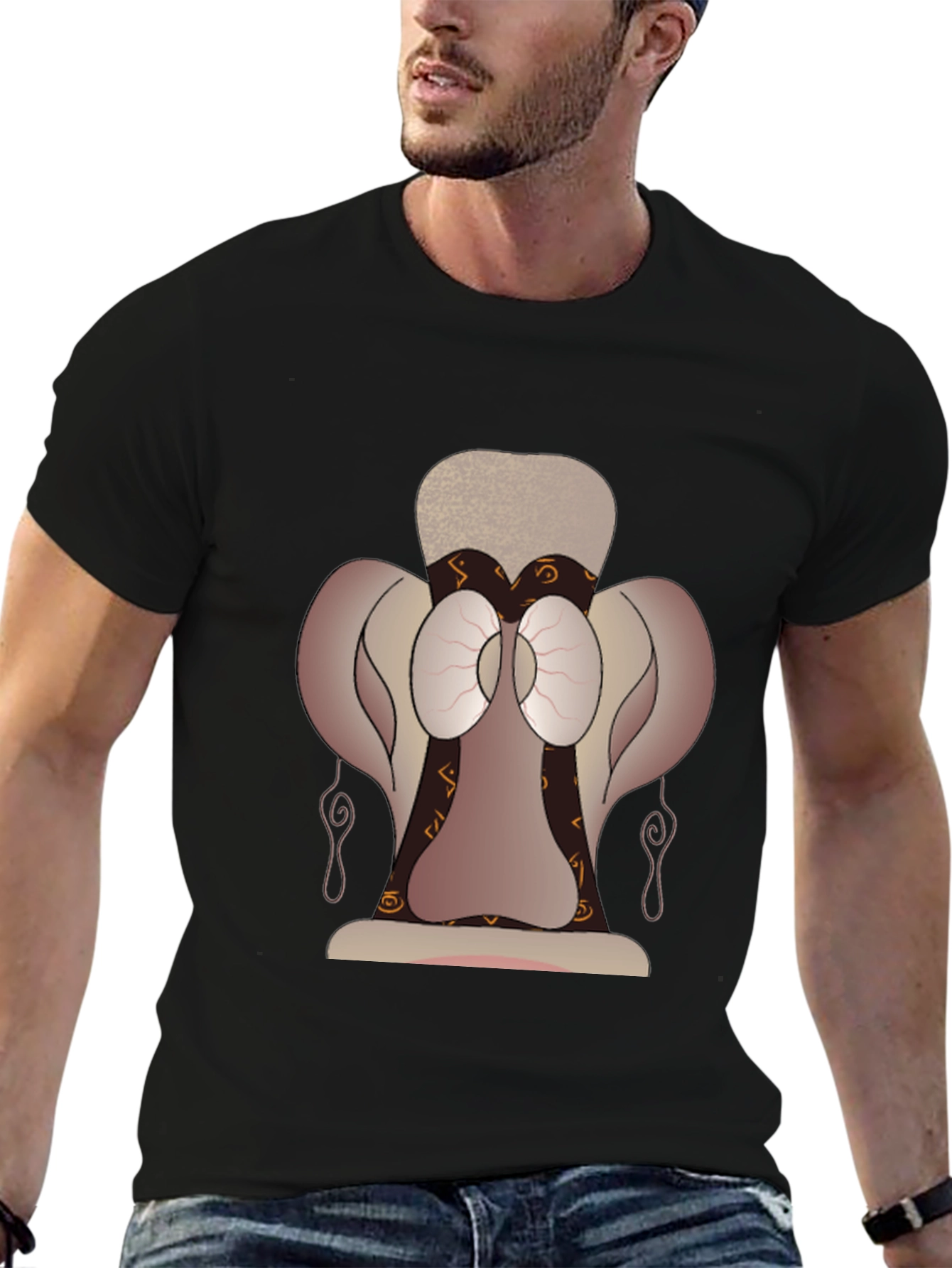 Unique Graphic Print Black T-Shirt