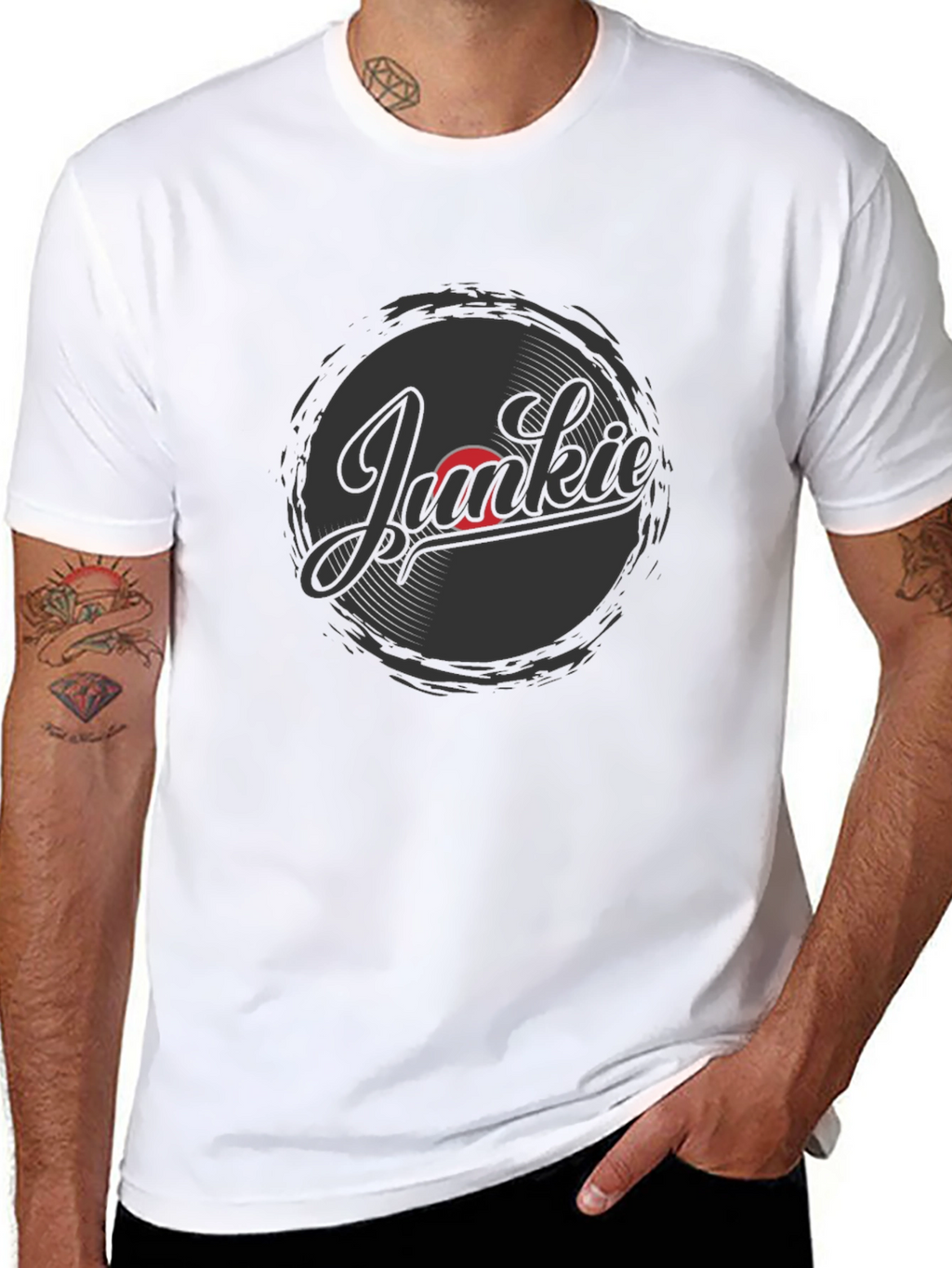 Vinyl Junkie Graphic T-Shirt - Music Lover Tee