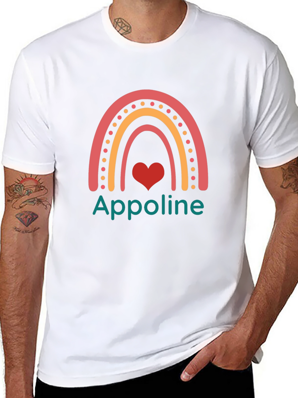 Appoline Rainbow Heart T-Shirt - Trendy Graphic Tee