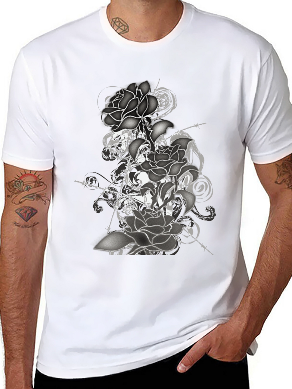 Black Rose Graphic Tee - Stylish Mens T-Shirt