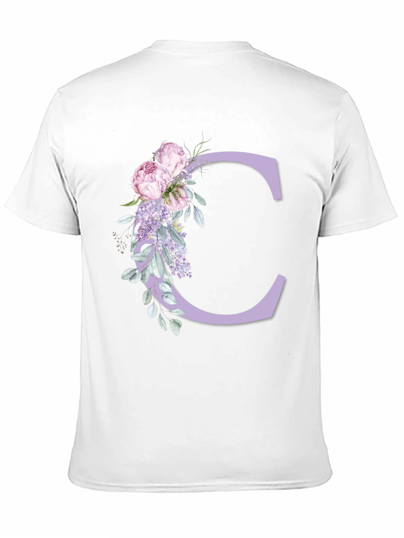 Floral Letter C Black T-Shirt
