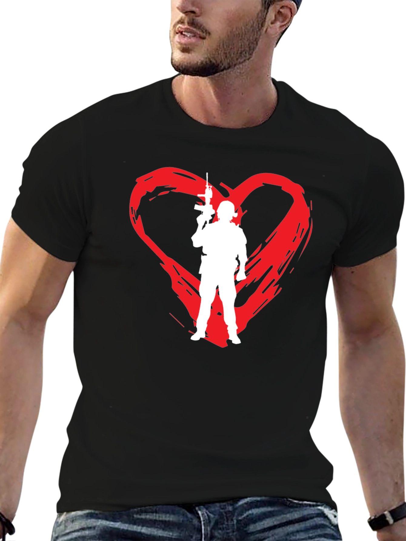 Armed Forces Heart Graphic Tee - Black