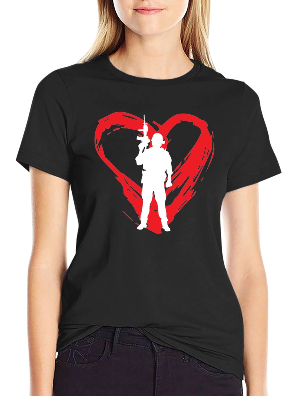 Armed Forces Heart Graphic Tee - Black