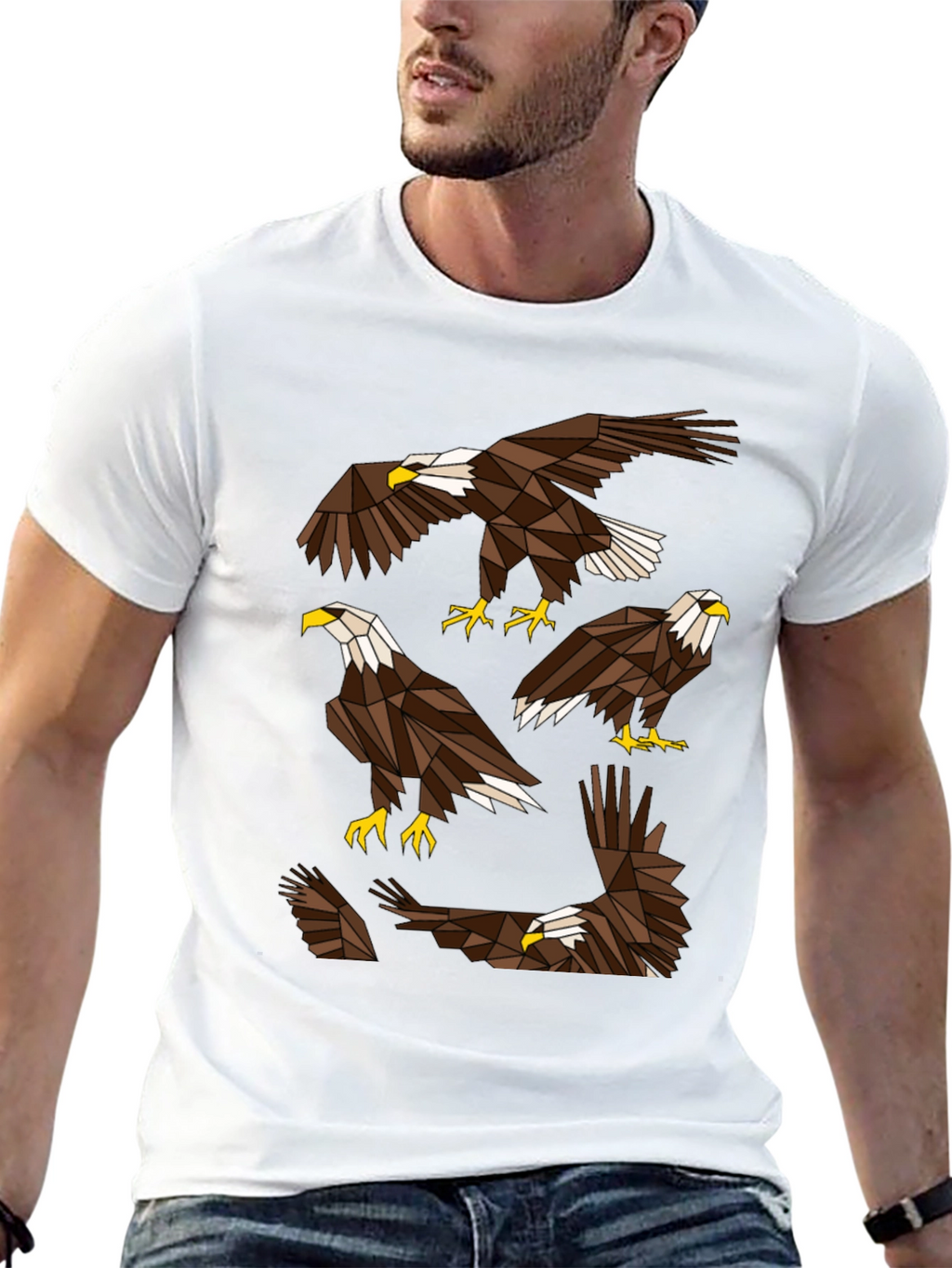 Geometric Eagle Print T-Shirt