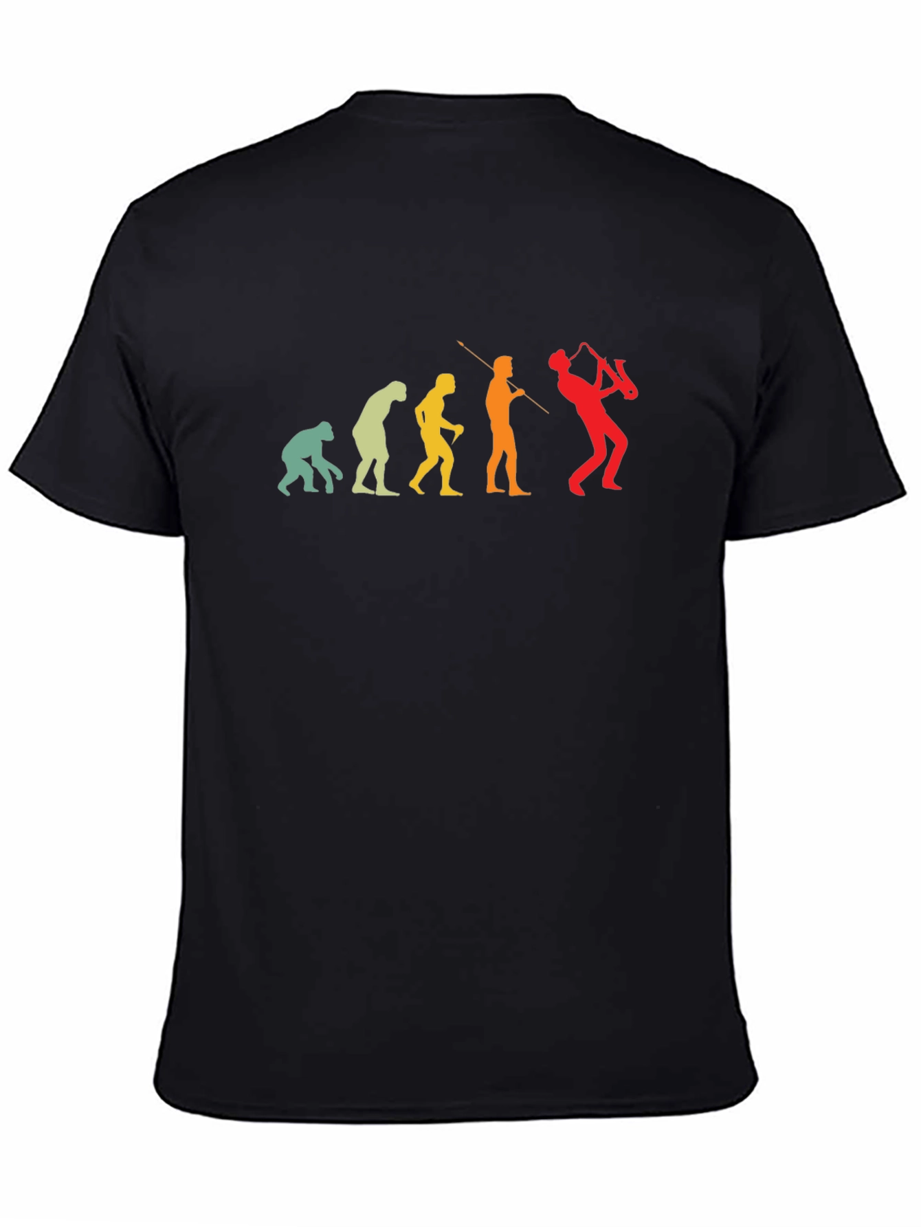 Evolution of Saxophone Player T-Shirt - Black Cotton Tee