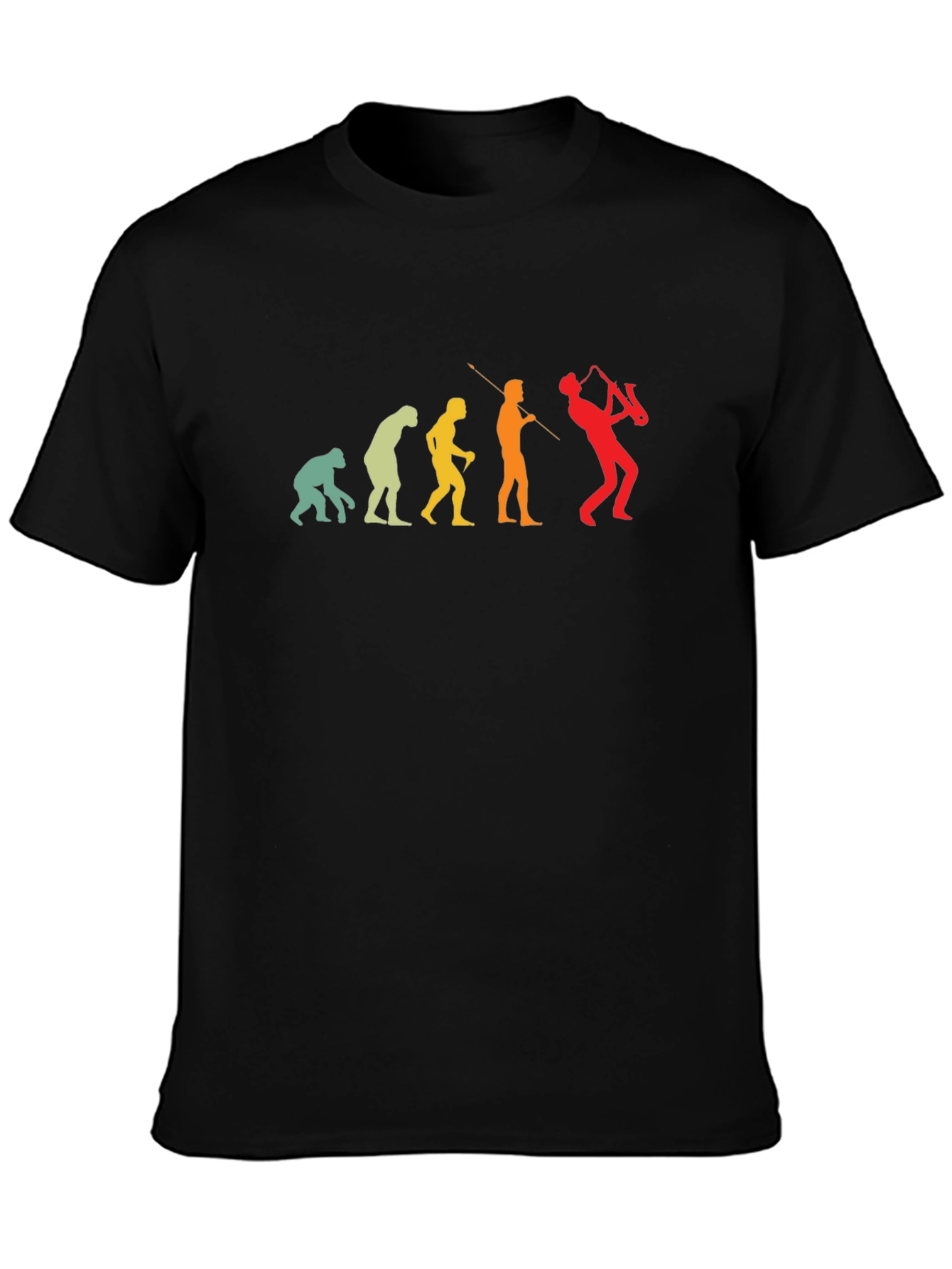 Evolution of Saxophone Player T-Shirt - Black Cotton Tee