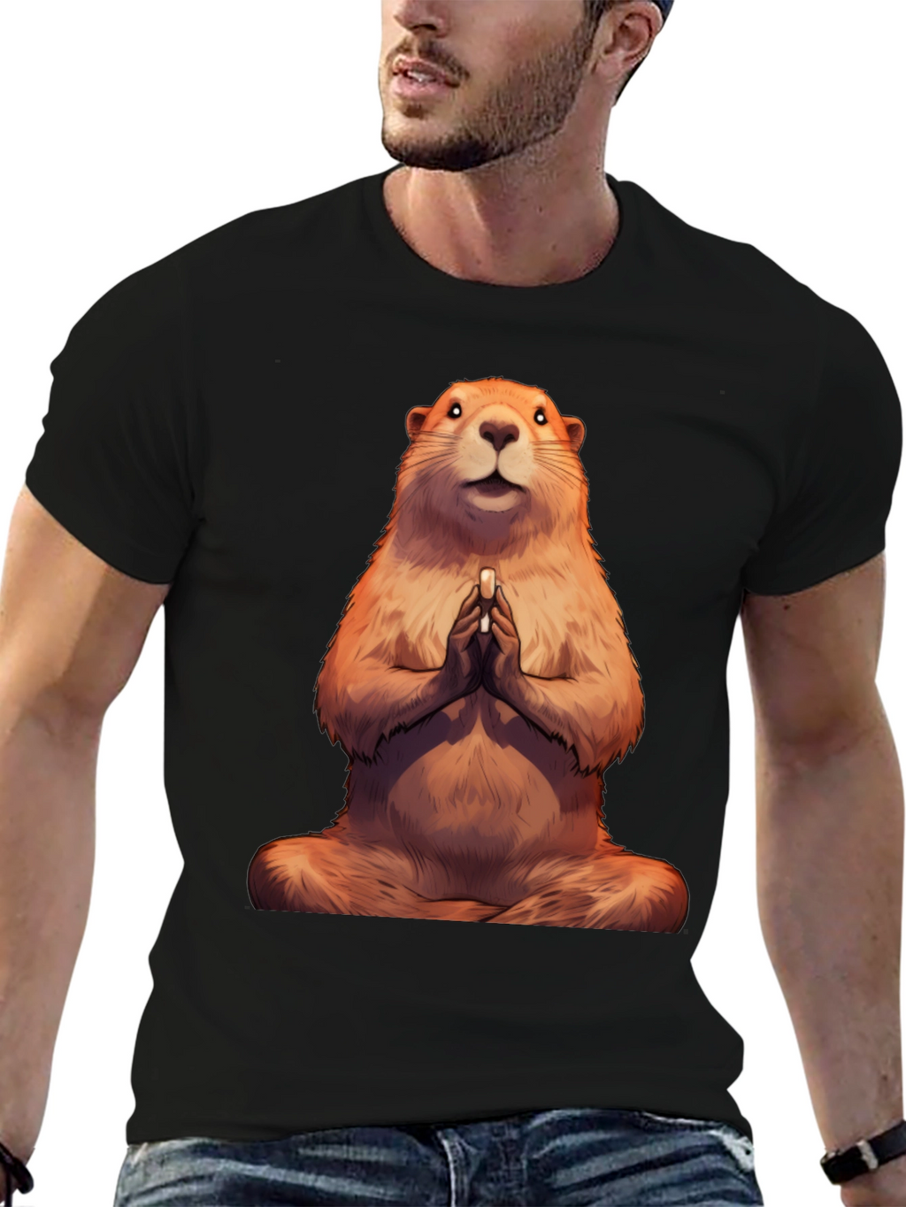 Zen Groundhog Tee - Meditating Marmot T-Shirt