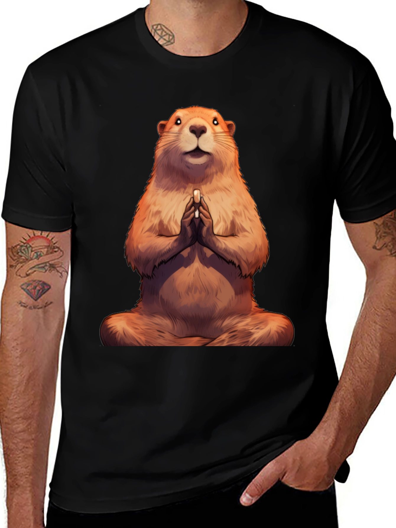 Zen Groundhog Tee - Meditating Marmot T-Shirt