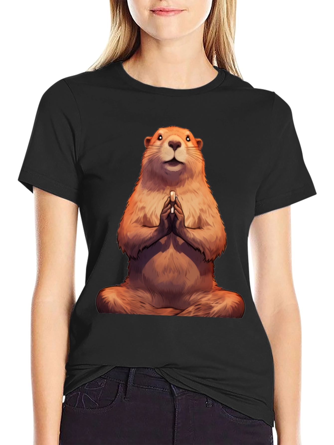 Zen Groundhog Tee - Meditating Marmot T-Shirt