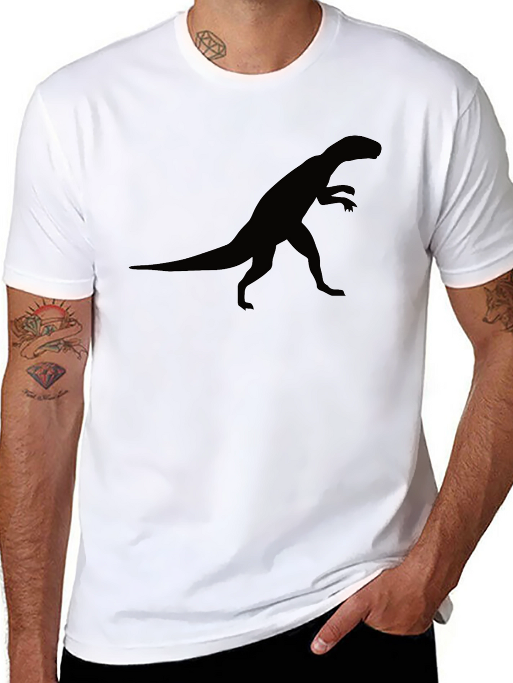 Dinosaur Silhouette T-Shirt - Black Classic Fit