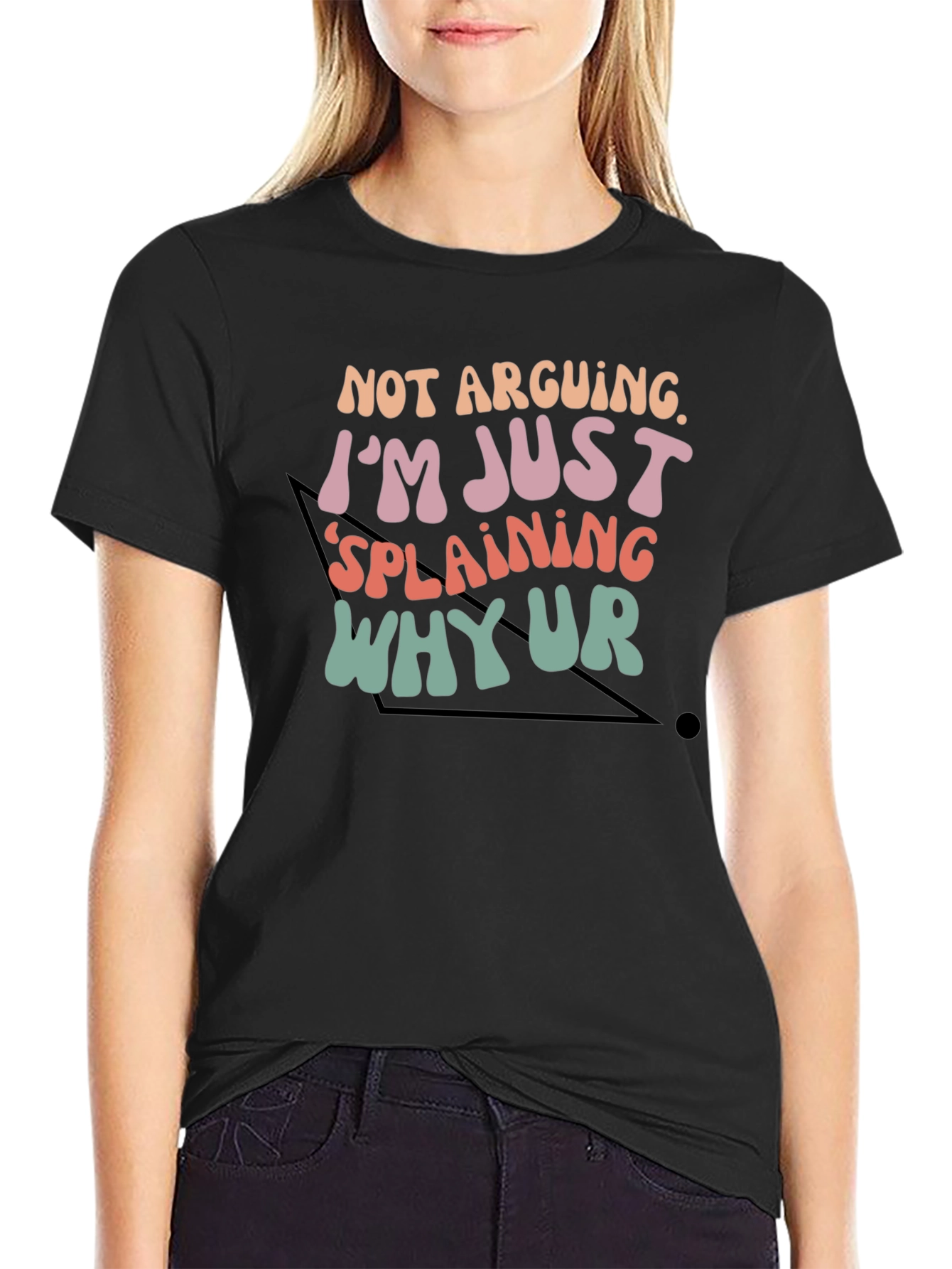 Funny Explaining Graphic Tee - Black Cotton T-Shirt