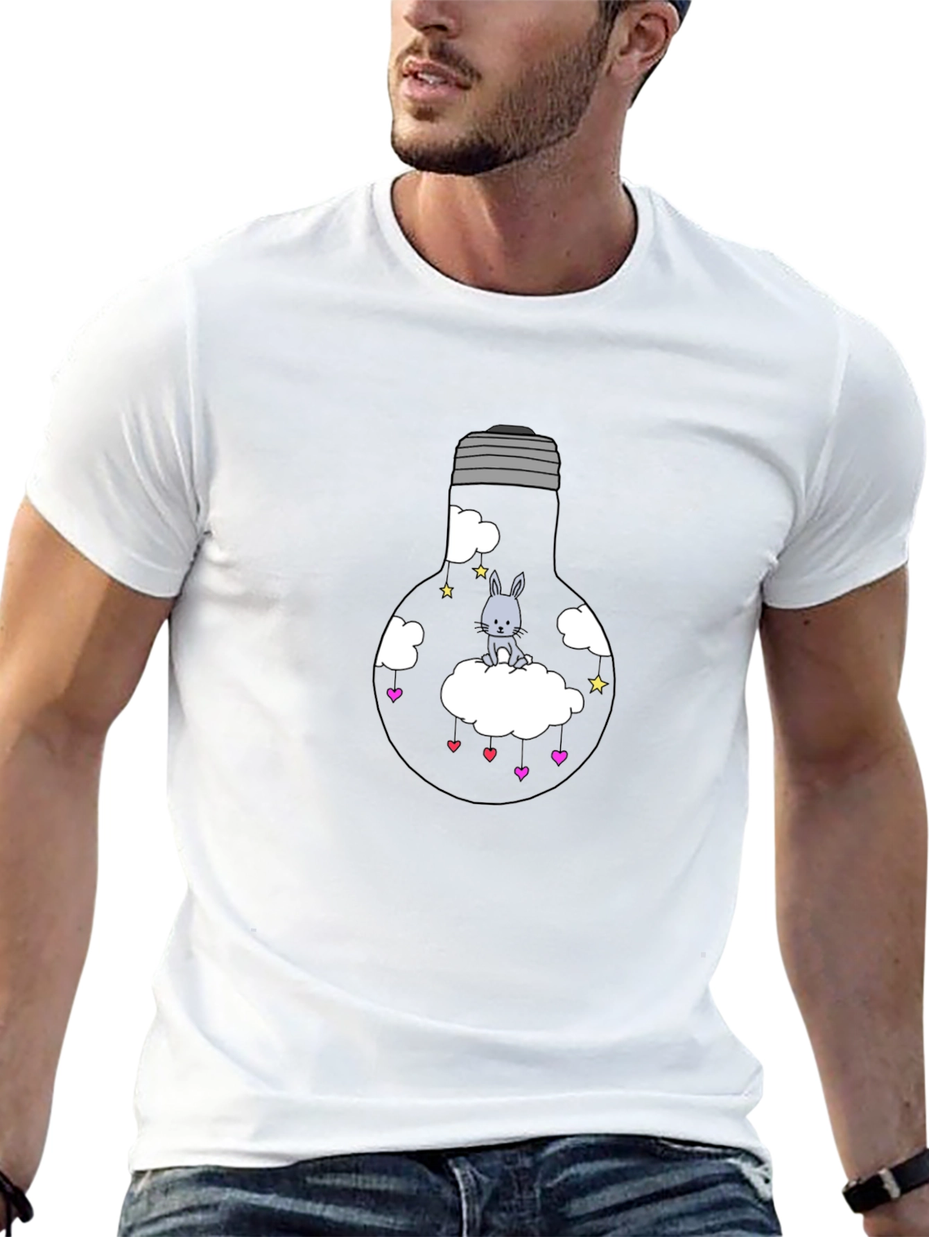 Bunny in Bulb Black T-Shirt