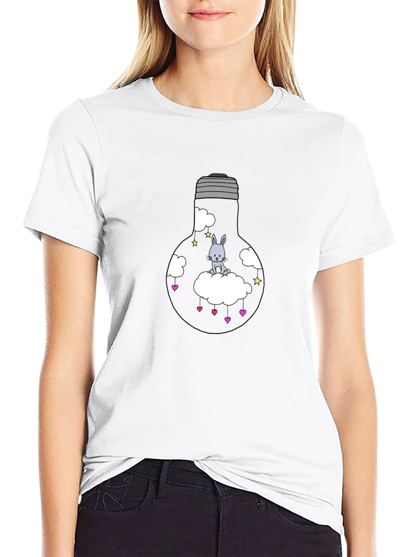 Bunny in Bulb Black T-Shirt