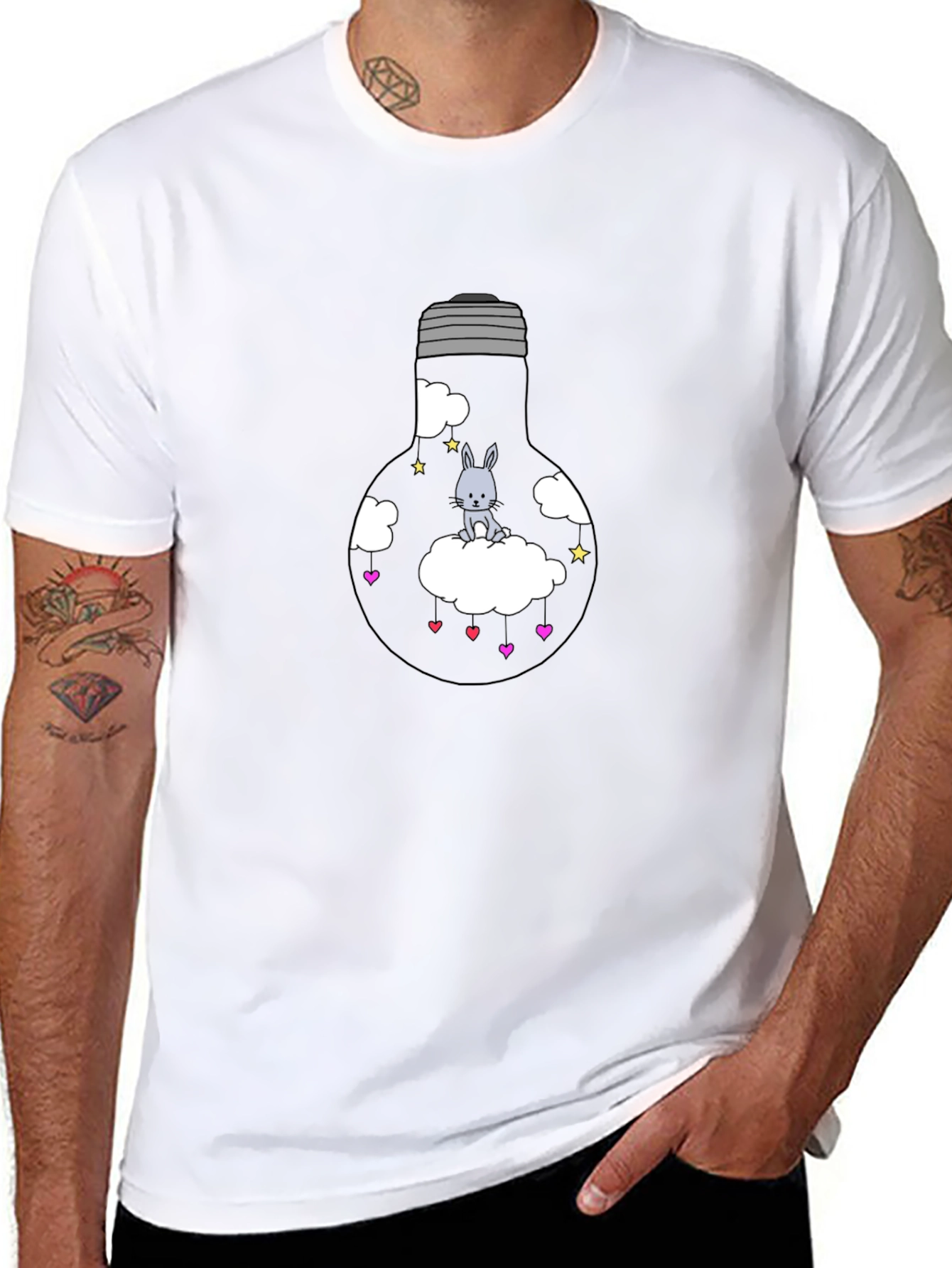 Bunny in Bulb Black T-Shirt