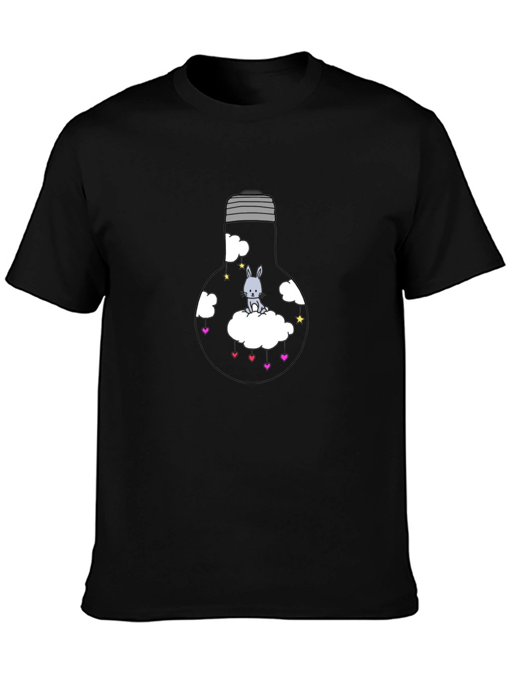 Bunny in Bulb Black T-Shirt