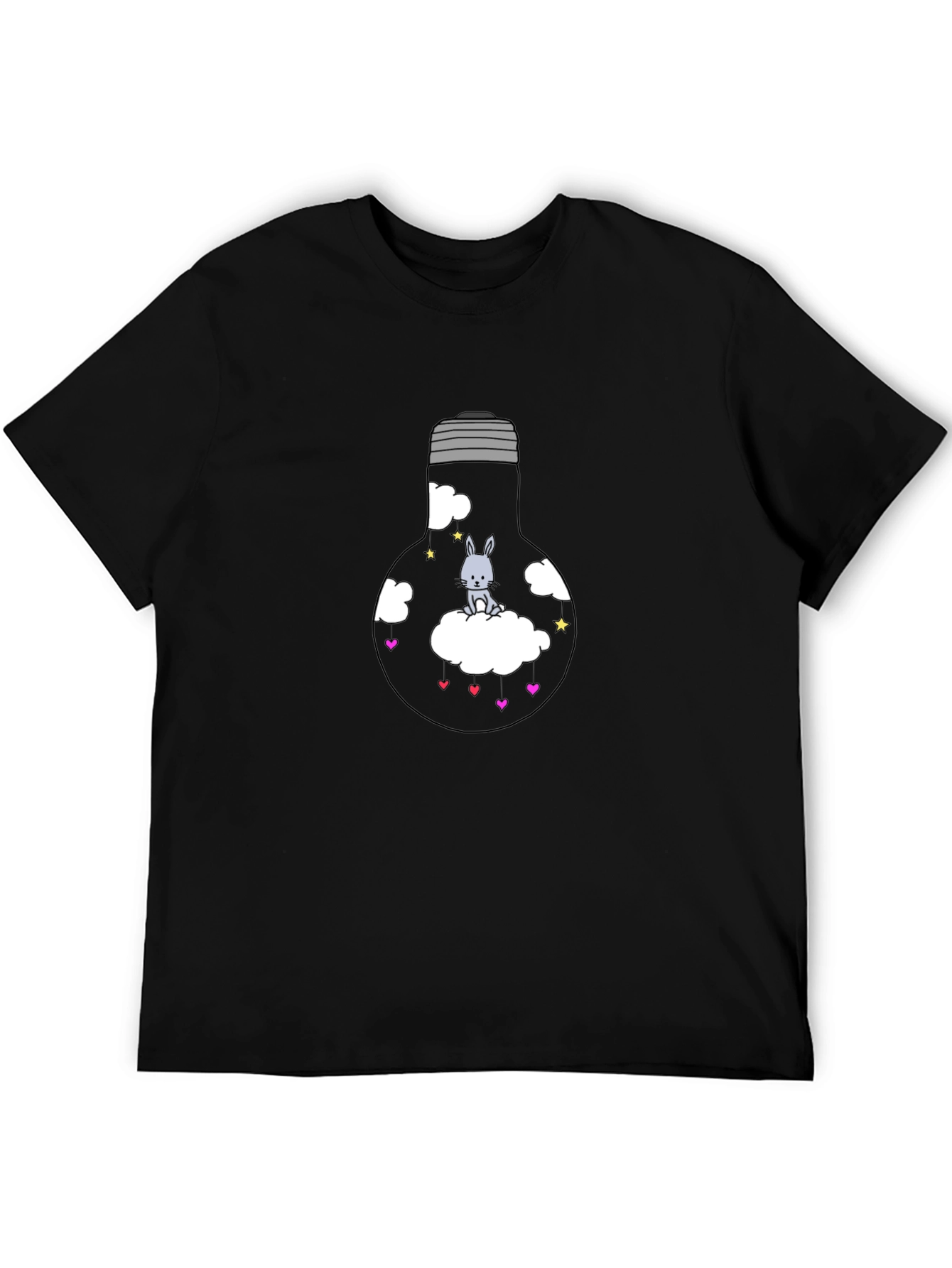 Bunny in Bulb Black T-Shirt