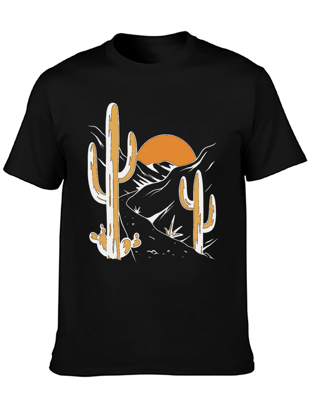 Desert Cactus Graphic Tee - Black Cotton T-Shirt