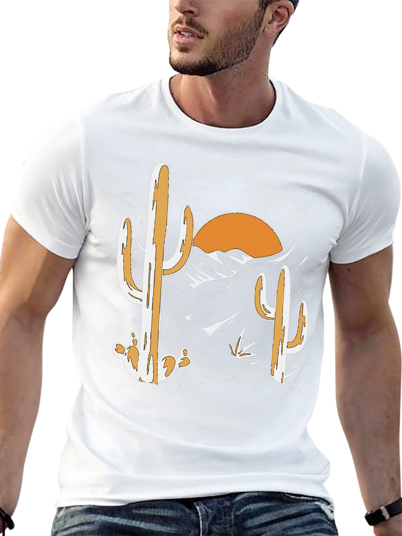 Desert Cactus Graphic Tee - Black Cotton T-Shirt