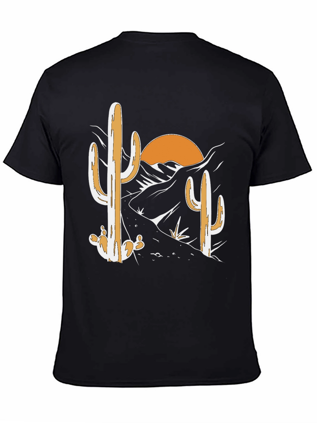 Desert Cactus Graphic Tee - Black Cotton T-Shirt