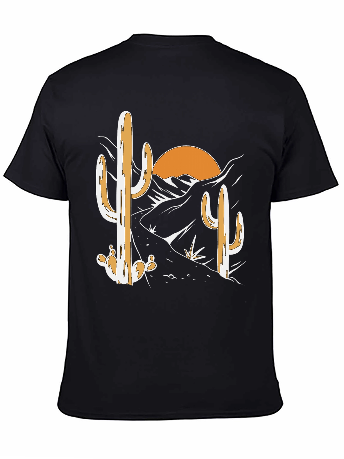 Desert Cactus Graphic Tee - Black Cotton T-Shirt