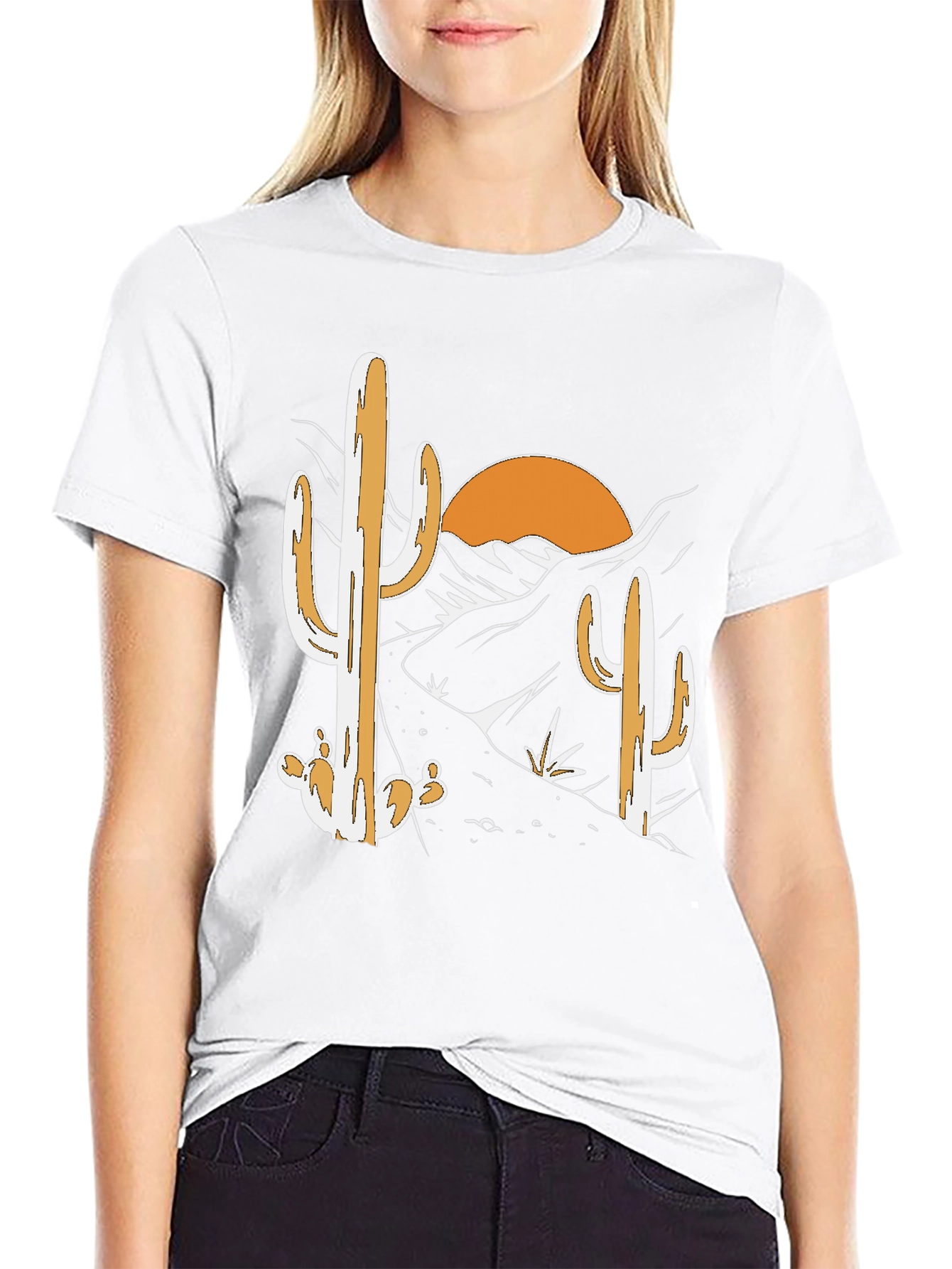 Desert Cactus Graphic Tee - Black Cotton T-Shirt