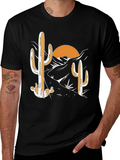 Desert Cactus Graphic Tee - Black Cotton T-Shirt
