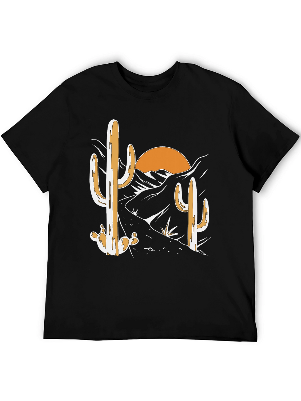 Desert Cactus Graphic Tee - Black Cotton T-Shirt