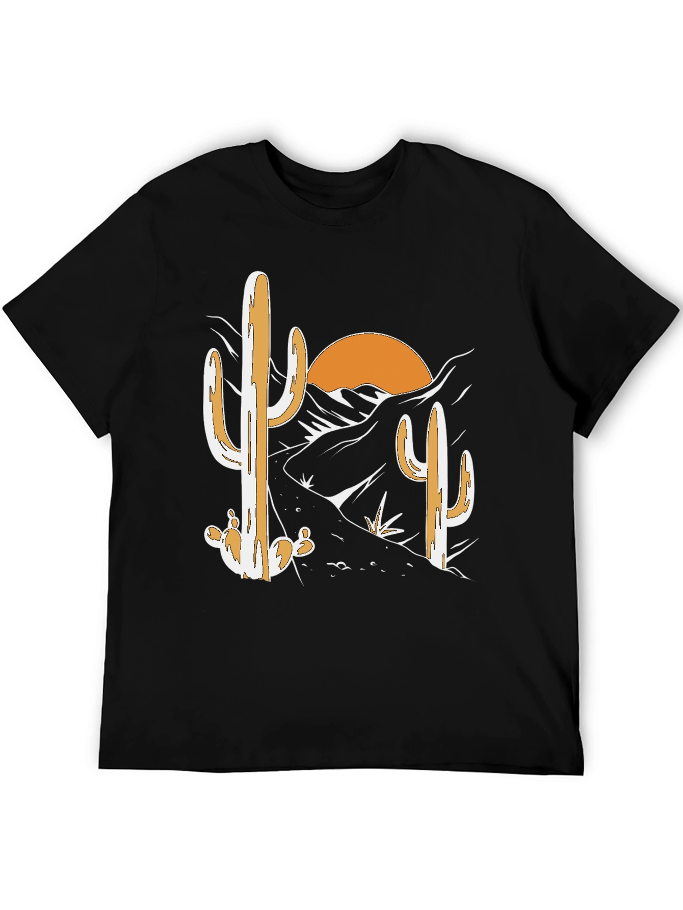 Desert Cactus Graphic Tee - Black Cotton T-Shirt