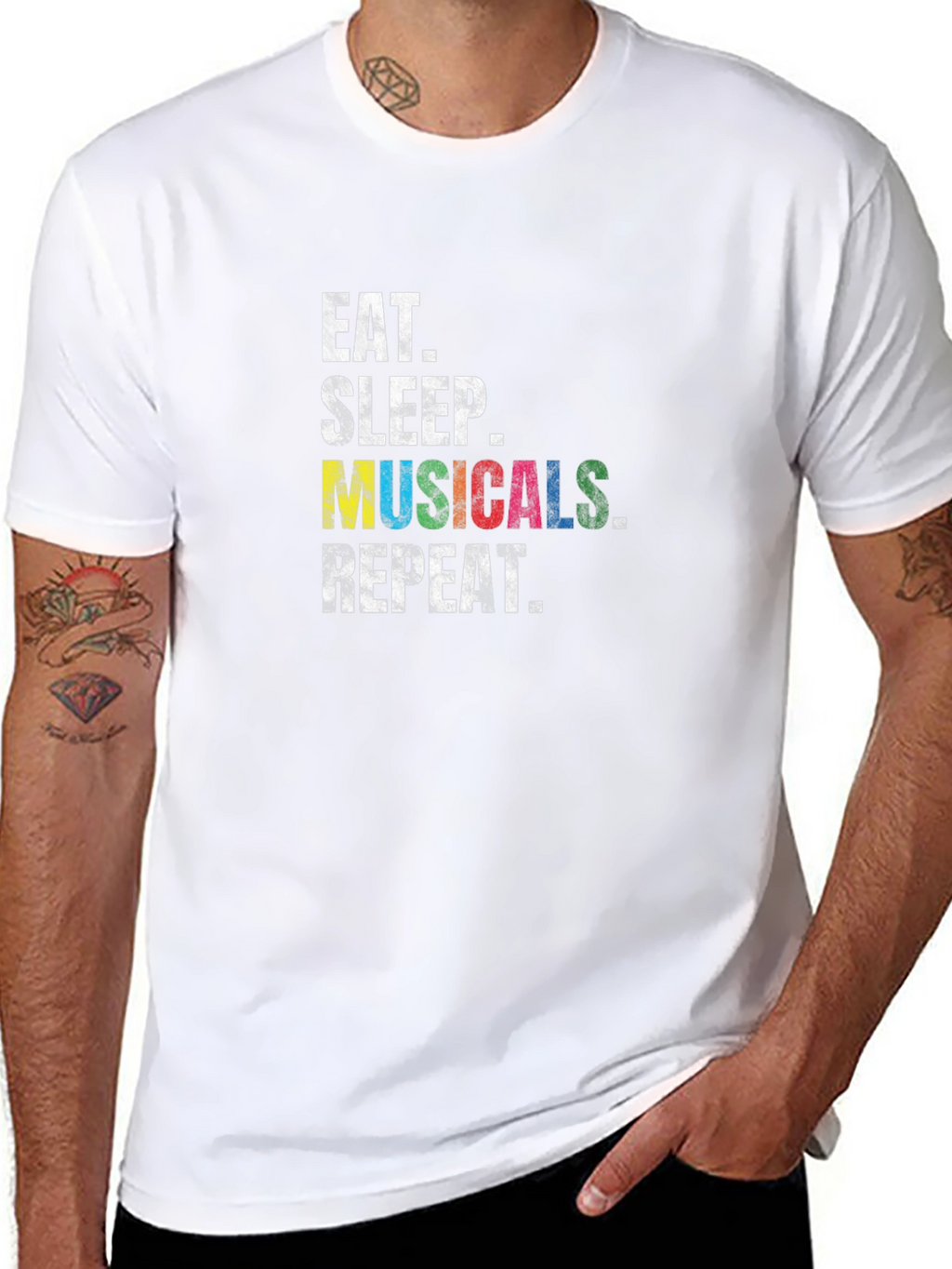 Eat Sleep Musicals Repeat Black T-Shirt